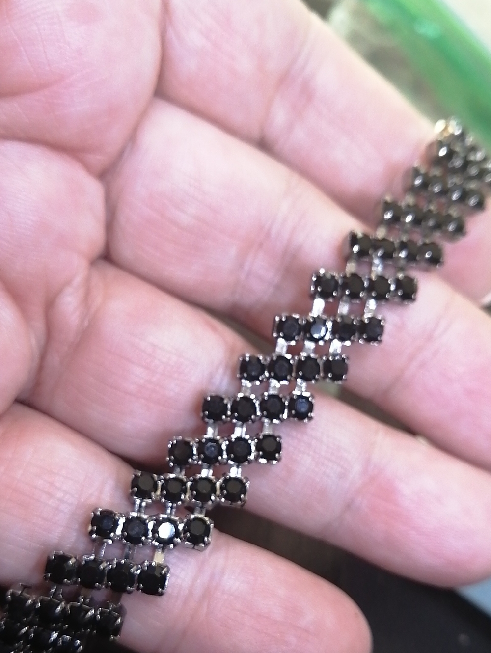 Black Crystal Tennis Unisex Bracelet Fits 7